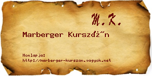 Marberger Kurszán névjegykártya